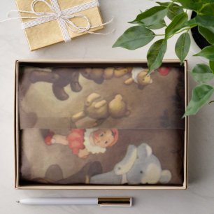 Papier Mousseline Jouets de Noël vintage, poupées dansantes, ours en