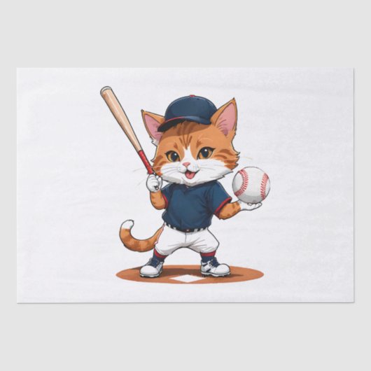 Papier Mousseline Joueur de baseball chat (Recto)
