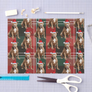 Papier Mousseline Jour Brown Pitbull Chien rouge Plaid Noël