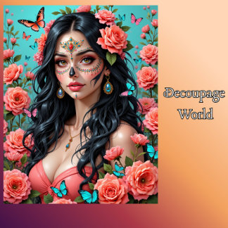 Papier Mousseline Jour de la mort crâne de sucre femme Tissu Papier