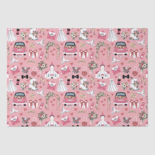 Papier Mousseline Jour De Mariage En Rose (Recto)