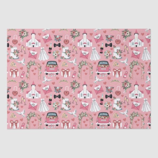 Papier Mousseline Jour De Mariage En Rose (Recto)