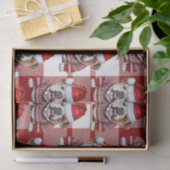 Papier Mousseline Jour de Noël de Chien de taureau blanc rouge (Cadeau)
