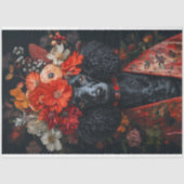 Papier Mousseline Jour des Valentines Poodle rouge floral (Recto)