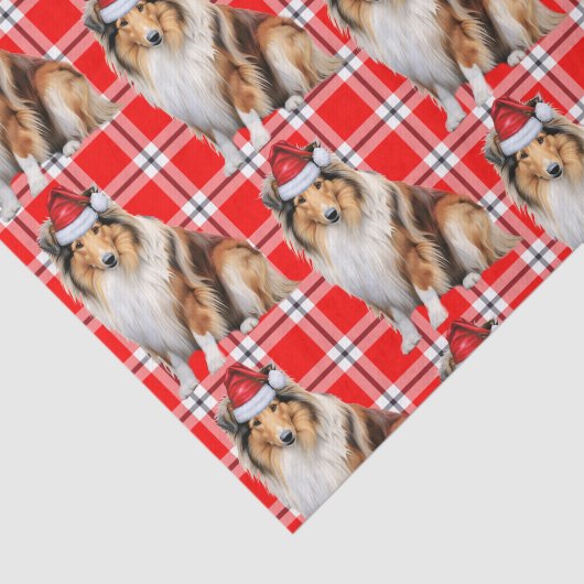 Papier Mousseline Jour férié avec Rough Collie Chien Noël (Détail)