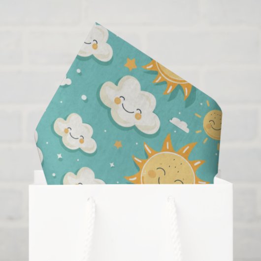 Papier Mousseline Jour turquoise du soleil (Sac cadeau)
