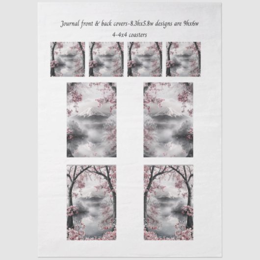 Papier Mousseline Journal Covers Mount Fuji Cherry Blossom Coasters  (Recto)