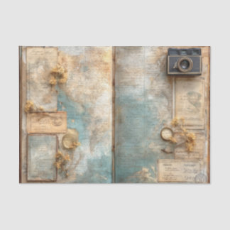 Papier Mousseline Journal de voyageur carte du monde vintage Apparei