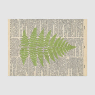 Papier Mousseline Journal vintage avec Découpage Feuille verte