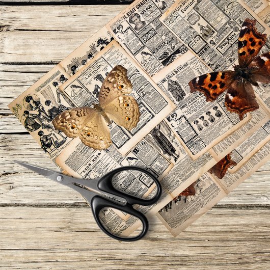 Papier Mousseline Journal vintage avec papillon et papillon