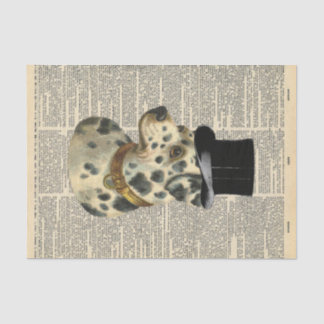 Papier Mousseline Journal vintage avec Top Hat Dog Decoupage