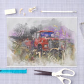Papier Mousseline Jours Passés, Camionnette Rouge Rétro Rustique (Artisanat)