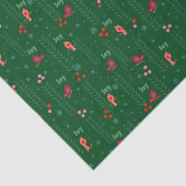 Papier Mousseline Joy birds Noël vert (Détail)