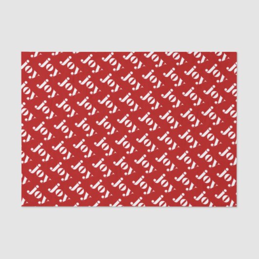 Papier Mousseline JOY Bold Typographie Motif rouge moderne Noël (Recto)