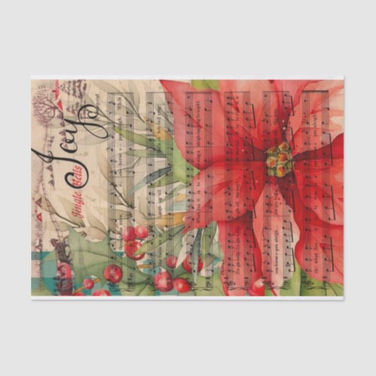 Papier Mousseline Joy Christmas Poinsettia Musical (Recto)