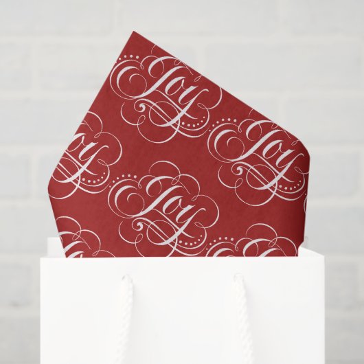 Papier Mousseline Joy - Noël Chalk Calligraphy Letters - Rouge (Sac cadeau)