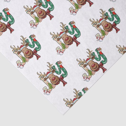 Papier Mousseline Joy Reindeer Fun Christmas Holiday (Détail)
