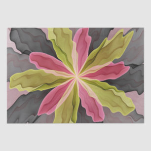 Papier Mousseline Joy, Vert rose Anthracite Imaginaire Fleur Fractal