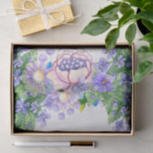 Papier Mousseline Joyeuse aquarelle d'anniversaire Fleurs violettes (Cadeau)