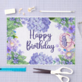 Papier Mousseline Joyeuse aquarelle d'anniversaire Fleurs violettes (Artisanat)