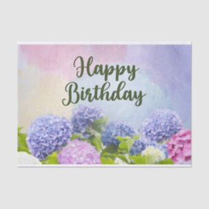 Papier Mousseline Joyeuse aquarelle d'anniversaire Hydrangea Fleurs