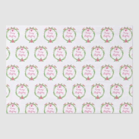 Papier Mousseline Joyeuse aquarelle Noël Holly Wreath (Recto)