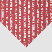 Papier Mousseline Joyeuse fête des mères blanc sur rouge foncé (Détail)