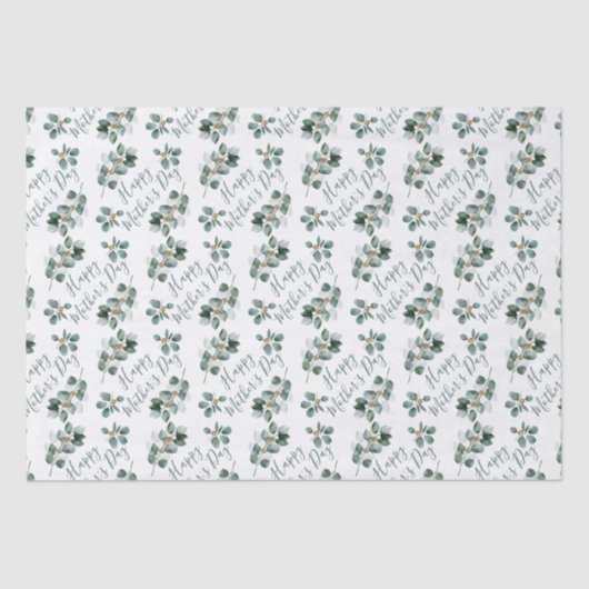 Papier Mousseline Joyeuse Fête des Mères Eucalyptus Aquarelle Foliag (Recto)