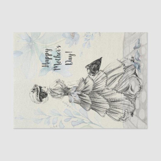 Papier Mousseline Joyeuse fête des mères Femme victorienne Parasol B (Recto)