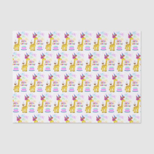 Papier Mousseline Joyeuse Giraffe en papier Tissu Anniversaire (Recto)