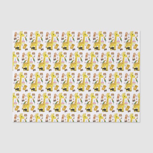 Papier Mousseline Joyeuse Giraffe en papier Tissu Anniversaire (Recto)