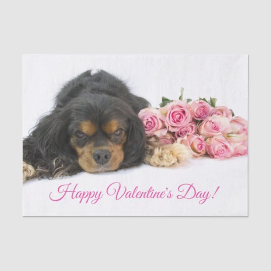 Papier Mousseline Joyeuse Saint-Valentin Cavalier King Charles (Recto)