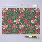 Papier Mousseline Joyeuses Fleurs de Noël et étoiles (Artisanat)