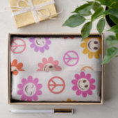 Papier Mousseline Joyeuses Fleurs souriantes motif avec des signes d (Cadeau)