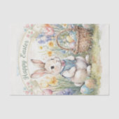 Papier Mousseline Joyeuses Pâques Lapin Vintage (Recto)