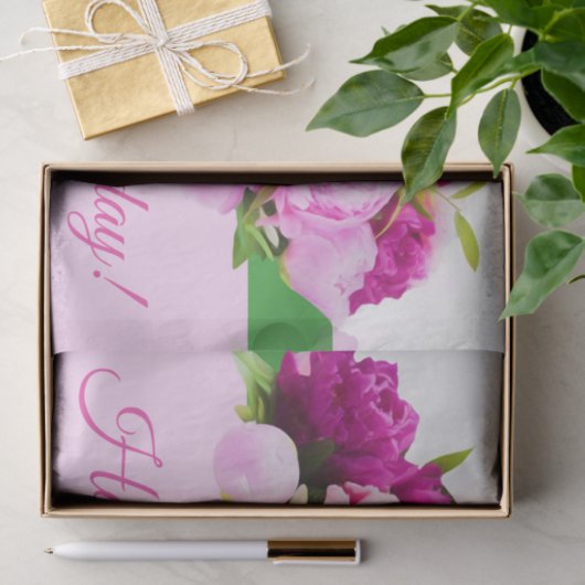 Papier Mousseline Joyeuses pivoines d'anniversaire (Cadeau)