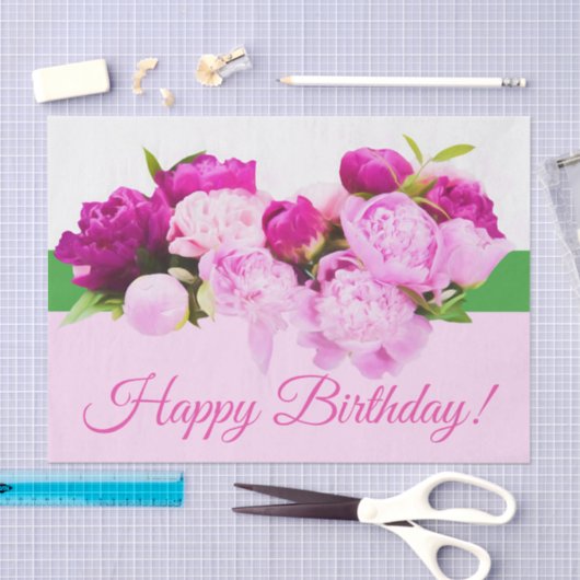 Papier Mousseline Joyeuses pivoines d'anniversaire (Artisanat)