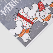 Papier Mousseline Joyeuses souris blanches prêtes pour Noël (Détail)