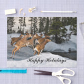 Papier Mousseline Joyeuses vacances Cerf rustique en hiver (Artisanat)