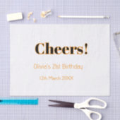 Papier Mousseline Joyeux 21e anniversaire nom date simple minimal (Artisanat)