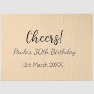 Papier Mousseline Joyeux 30e anniversaire ajouter nom date simple mi