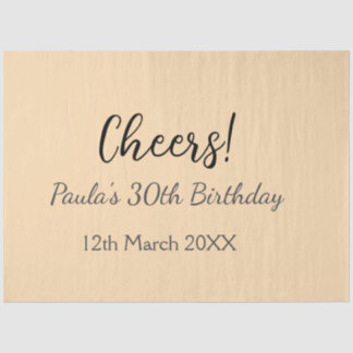 Papier Mousseline Joyeux 30e anniversaire ajouter nom date simple mi