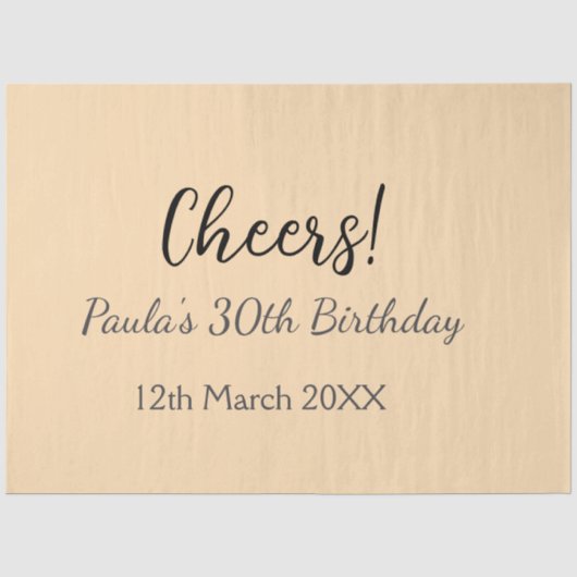 Papier Mousseline Joyeux 30e anniversaire ajouter nom date simple mi (Recto)