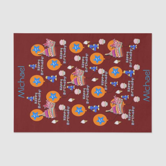 Papier Mousseline Joyeux 4e anniversaire Tissue Paper #4 (Recto)