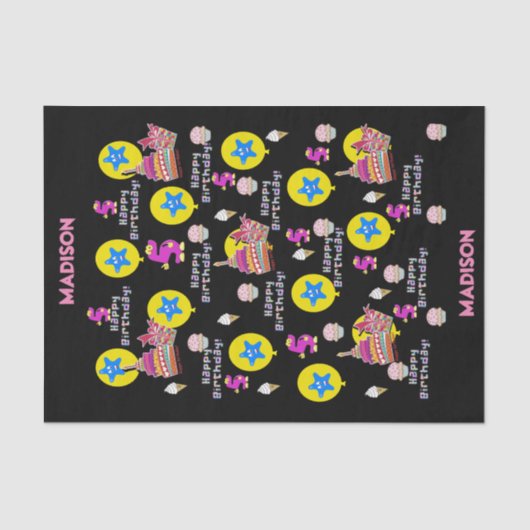 Papier Mousseline Joyeux 5e anniversaire Tissue Paper #5 Anniversair (Recto)