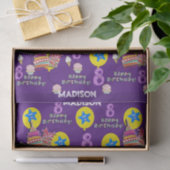 Papier Mousseline Joyeux 8 Anniversaire Tissue Paper #8 Purple (Cadeau)