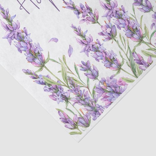 Papier Mousseline Joyeux anniversaire aquarelle Lavande Fleurs (Détail)