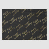 Papier Mousseline Joyeux Anniversaire Black Gold Script (Recto)