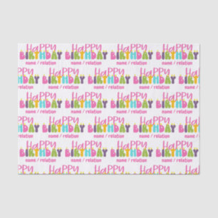 Papier Mousseline Joyeux Anniversaire Bougies colorées Personnalisée