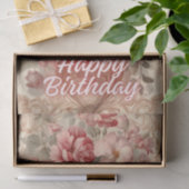 Papier Mousseline Joyeux anniversaire de Roses victoriens (Cadeau)